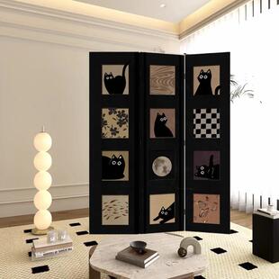 中古法式 摄影背景 客厅卧室猫咪屏风隔断折叠移动房间床头沙发服装