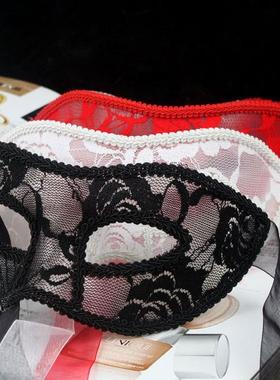 派对性感透明蕾丝眼罩化妆舞会万圣节面具性感红色蕾丝情趣眼罩