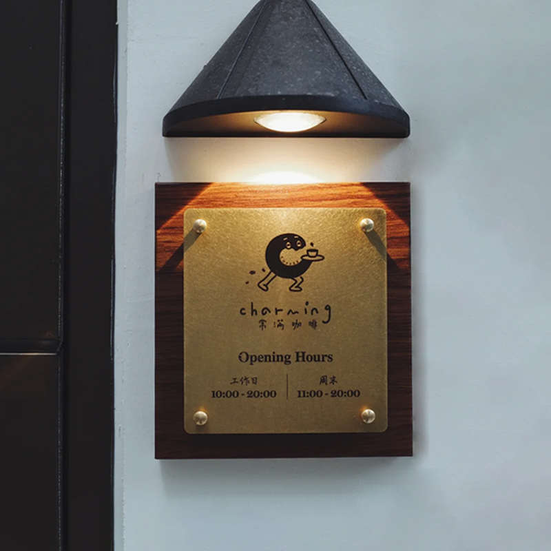 创意网红咖啡店门牌实木民宿黄铜板工作室蛋糕店门店个性户外招牌