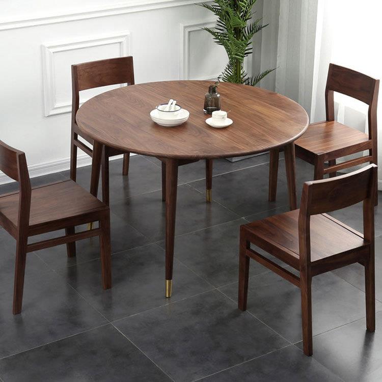 全实木黑胡桃木圆桌北欧简约现代白橡木樱桃木餐桌小户型家用饭桌