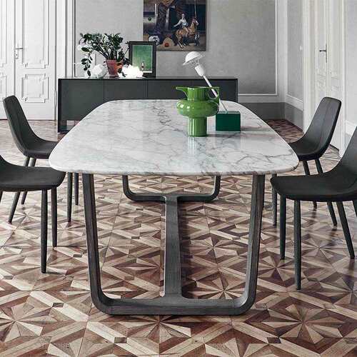 英典北欧大理石长方形餐桌现代简约小户型实木餐桌椅组合