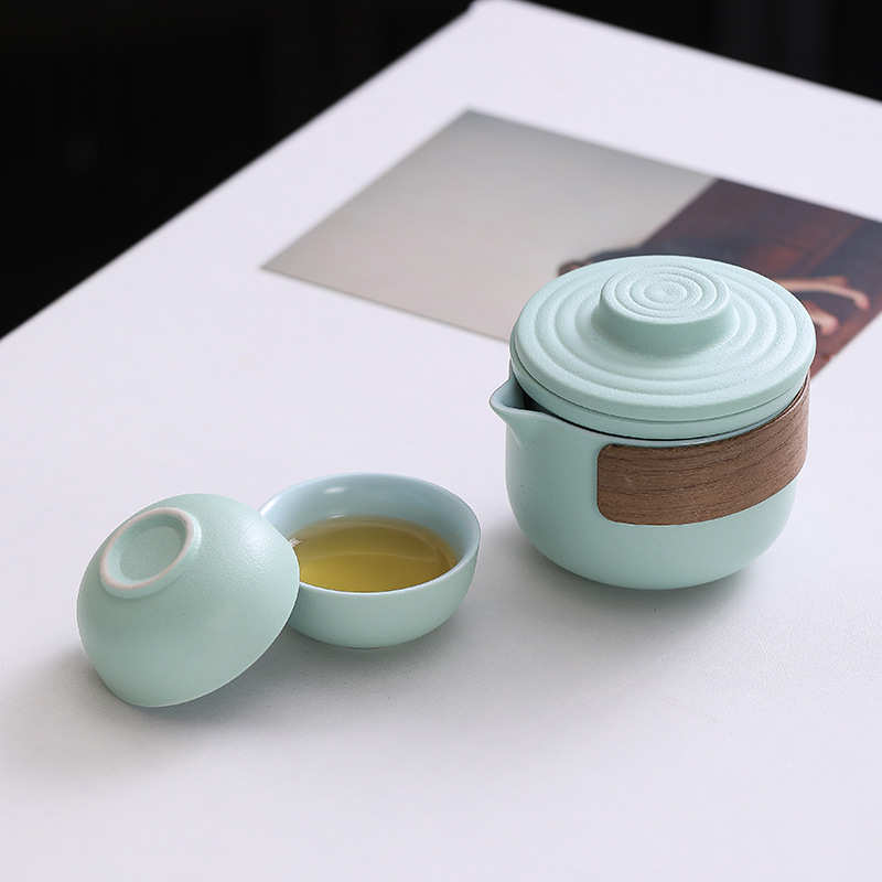 旅行茶具小套装便携式户外快客杯一壶二杯泡茶壶随身茶杯礼品印字