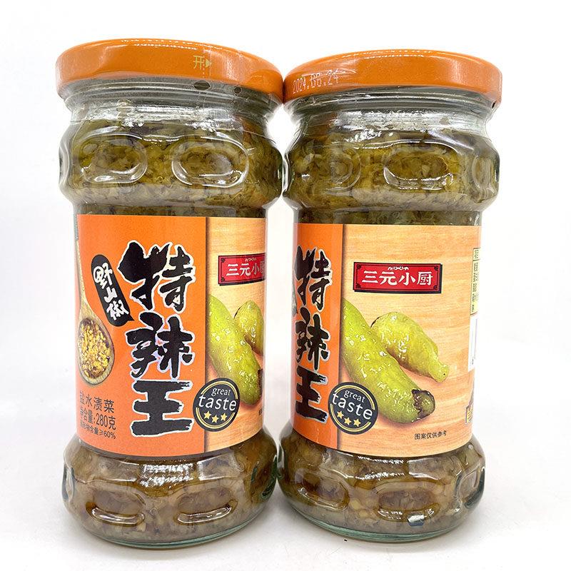 三元小厨野山椒瓶装辣椒瓶装拌饭酱拌面酱下饭调味料蒜蓉辣椒酱