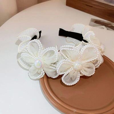 InsWhite Padded Headbands Women Wide Bezel Hairbands Lace Fl