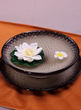 泰式水疗酒店美容按摩床下观赏看盆spa装饰渐变米粒黑色香薰套装