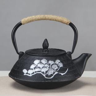 800ml描金彩绘款铸铁壶带过滤网中式煮水泡茶家用养生铸铁壶茶具