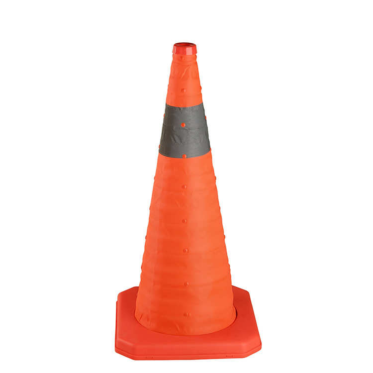 伸缩折叠路锥 65cm交通路锥 安全反光汽车警示路锥 PP底座