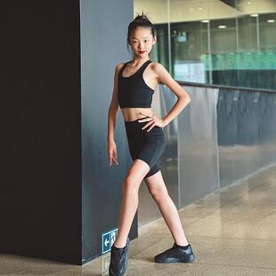 拉丁舞服女童背心儿童女训练服练功服专业跑步紧身瑜伽健身服套装