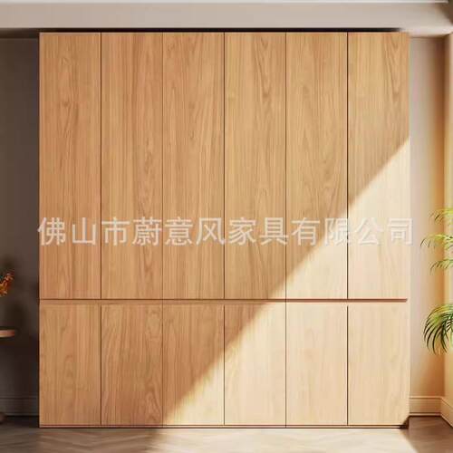实木-橡木大容量衣柜柜室家用分段式免卧拉手子原木组装收纳衣风