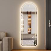 挂墙镜子全身镜家用落地板贴墙全身镜led客厅走廊壁挂式 带灯全身