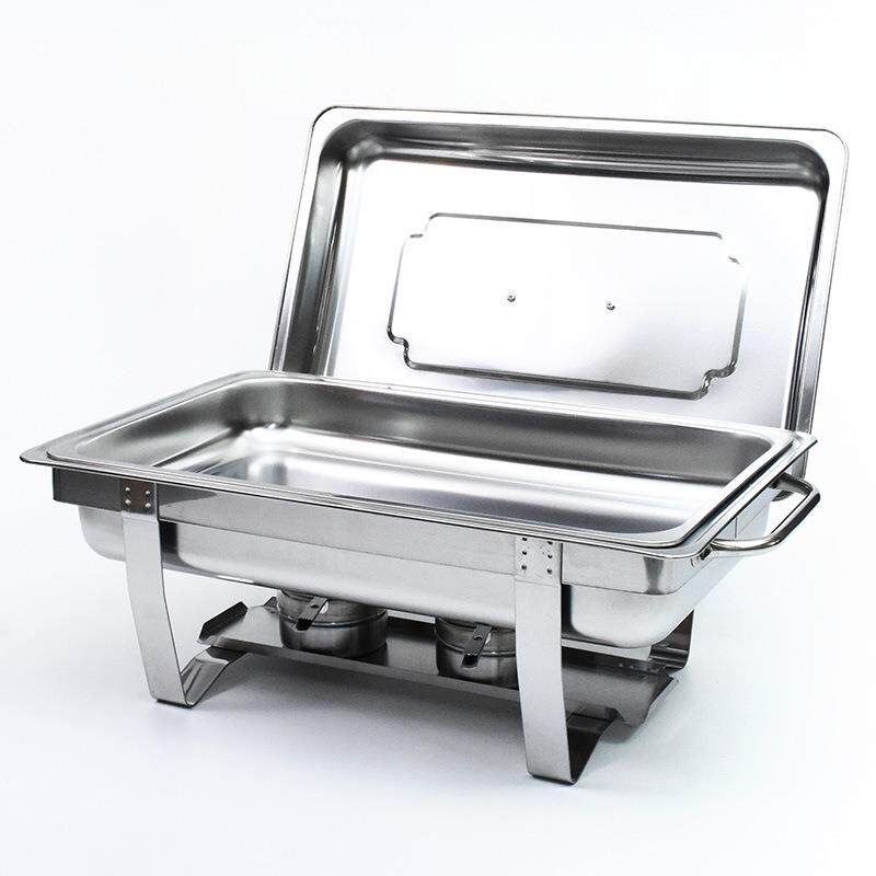 UIWS不锈钢长方形自助餐炉食物分格加热Chafing dish侧挂盖酒精锅