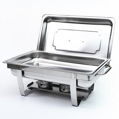 UIWS不锈钢长方形自助餐炉食物分格加热Chafing dish侧挂盖酒精锅