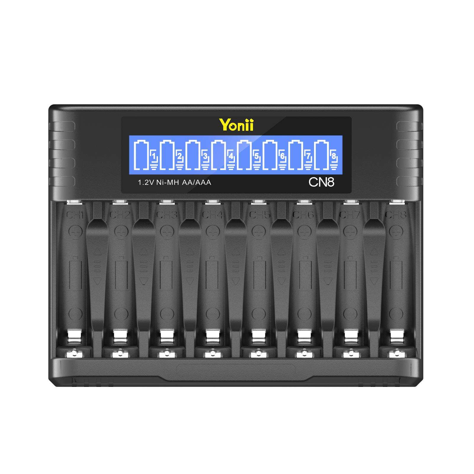 8槽电池充电器 支持Ni-Mh/ Ni-Cd AA/AAA电池充电 LCD 显示屏