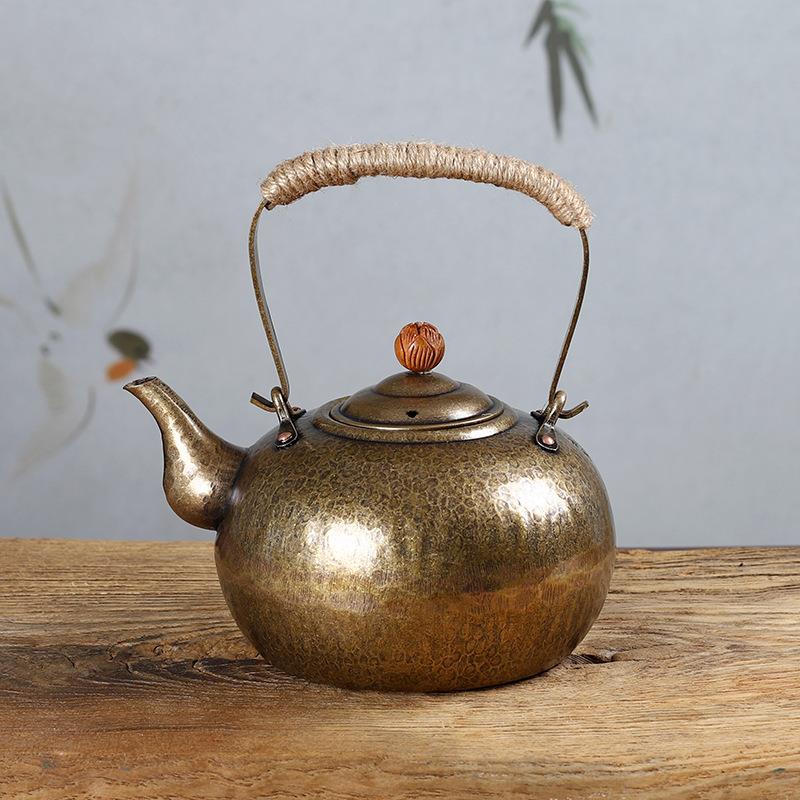 若容茶艺铜壶烧水壶煮茶壶铜水壶纯手工紫铜老铜壶提把仿古铜茶壶