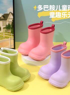 儿童雨鞋防水防滑耐磨包边雨靴男女童宝宝雨鞋女孩婴幼纯色果冻色