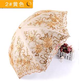 正品高蕾档太阳伞防晒防紫女外黑线丝刺绣公主胶遮阳伞结实二折晴