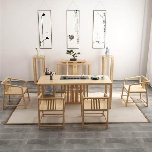 新中式休闲简约实木茶桌椅组合家具高档茶室禅意办公功夫茶台茶桌