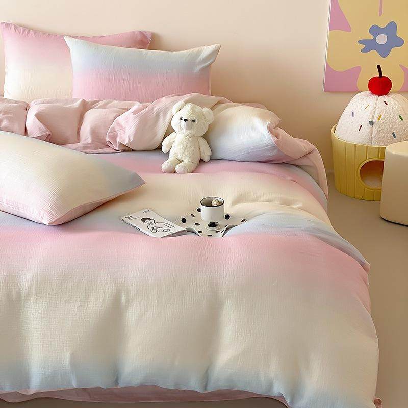 老夫的少女心全棉双层皱皱纱四件套彩渐变色晴空款床品床单被套,床上用品,床垫/床褥/床护垫/榻榻米床垫,淘宝优惠券,粉丝福利购,淘宝优惠卷