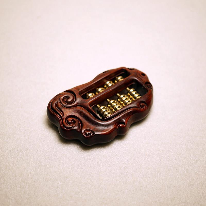 紫檀算盘挂件如意小算盘手工艺红木雕刻文玩钥匙吊坠紫光檀招财用
