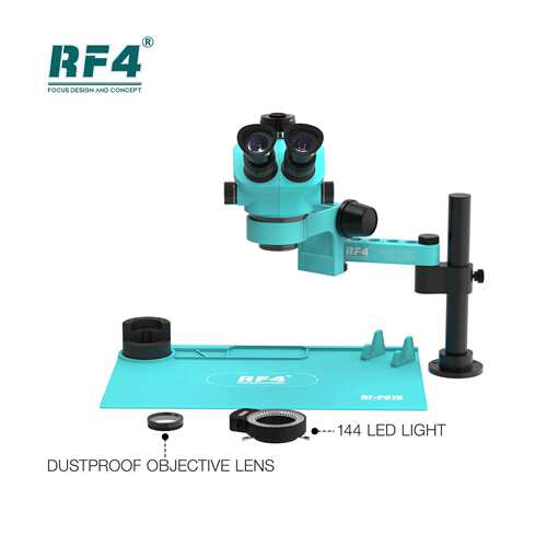 RF4显微镜双目三目7-65倍高清目镜连续变焦手机维修主板电路板rf4