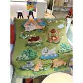 露营小狗棉线毯可爱卡通挂毯家庭儿童房B&B沙发毯 独家授权