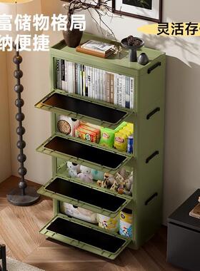 中REQ古风置架客厅卧室免装分层储安柜家物用大容量书本防尘收纳