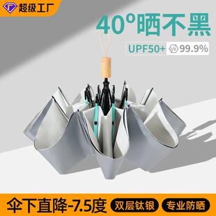 雨伞加厚加大防晒女晴雨两用伞抗风三折遮阳伞手动款结实折叠