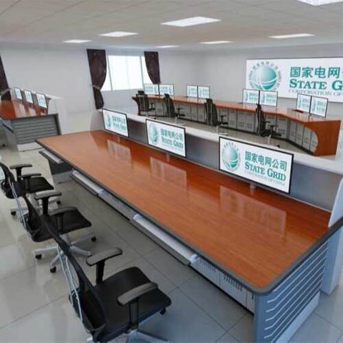 豪华监控系统指挥中心弧工桌作台调度控室机房形电脑控是否支持制