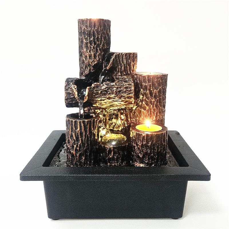 跨境新款Resin fountain流水摆件桌面蜡烛树脂工艺品家居创意喷泉