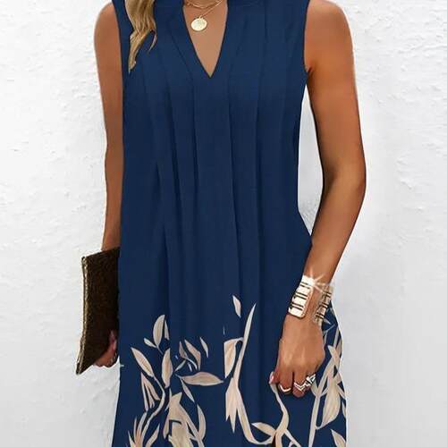 Women's A-Line Sleeveless Dress Summer New V-Neck Stripe Pri