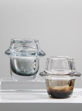 现代简约风样板间玄关书房餐厅茶几桌面台面棕色琉璃玻璃花瓶摆件