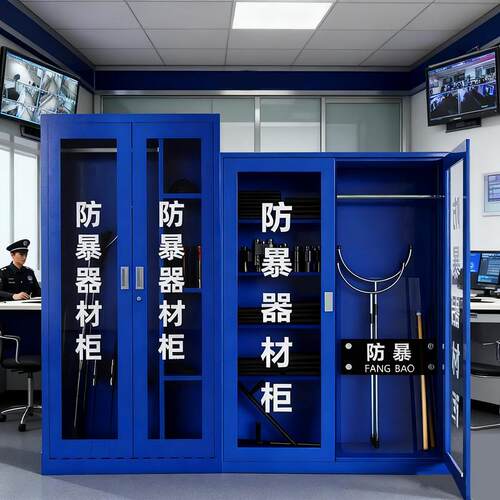 防暴器材柜学校商场保安反恐防爆器材柜幼儿园安保盾牌钢叉装备柜