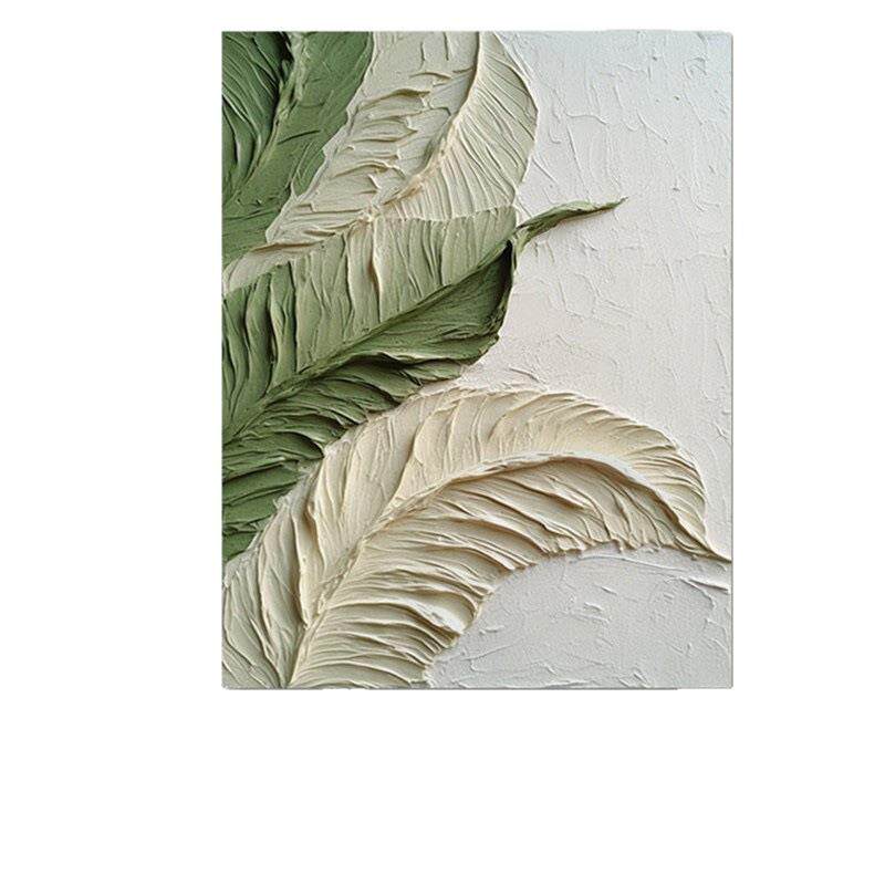 手绘油画《绿笺》立体肌理感纯手工客厅沙发现代风玄关装饰挂画