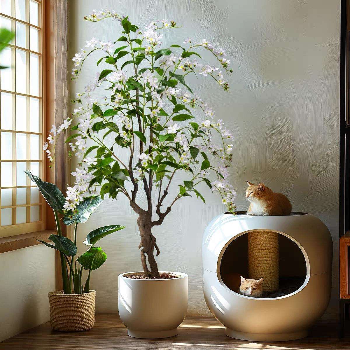 工厂店大型仿真垂丝茉莉盆栽植物装饰造景酒店民宿仿生假树花摆件