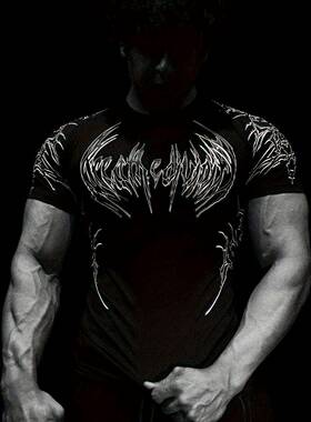 Men's Compression Gym T-Shirt Short-Sleeve Muscle-Fit