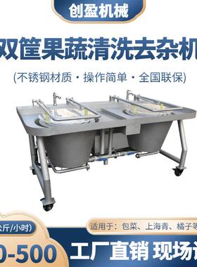 双筐式洗菜机多功能青菜上海青清洗机商用蔬菜水果海鲜清洗设备
