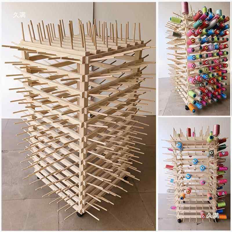 移缝动旋转滑轮实木落地线架子纫宝线架玉线毛线皮革线线塔收th$*