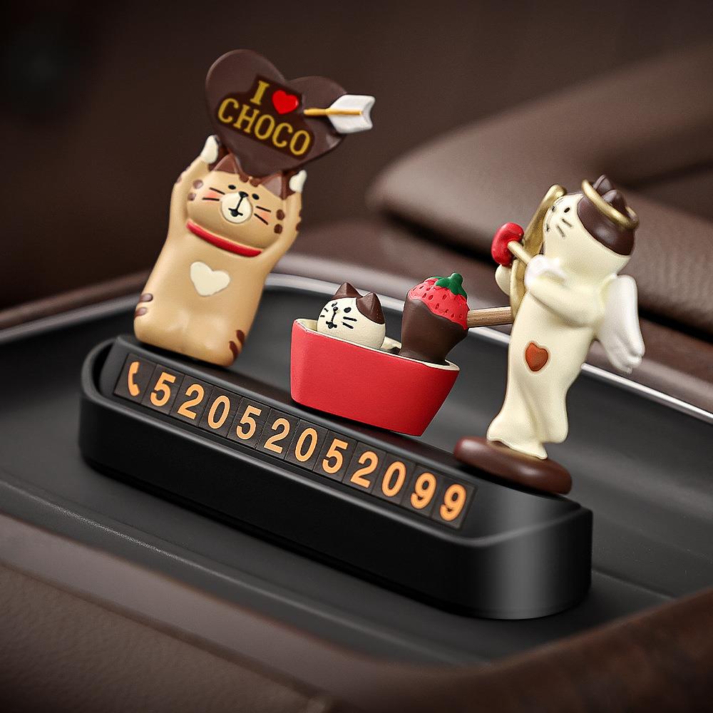 爱神猫汽车临时停车电话号码牌装饰摆件移车卡创意挪车牌车载好物