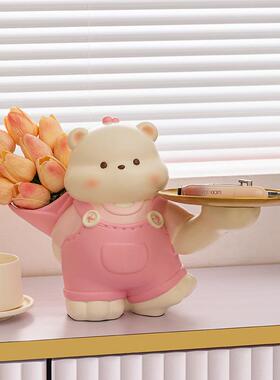 新口轻奢兜兜熊钥收纳玄关摆件门入户场景匙托MM9089款盘客厅装饰