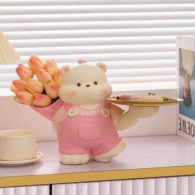 新口轻奢兜兜熊钥收纳玄关摆件门入户场景匙托MM9089款盘客厅装饰