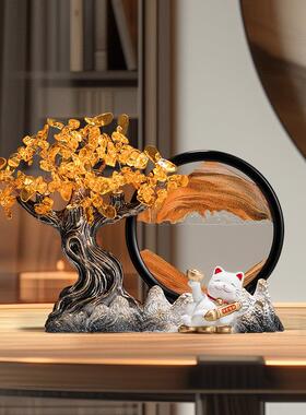 大笔进财流沙画摆件招财猫办公室客厅电视柜酒柜装饰乔迁新居礼品