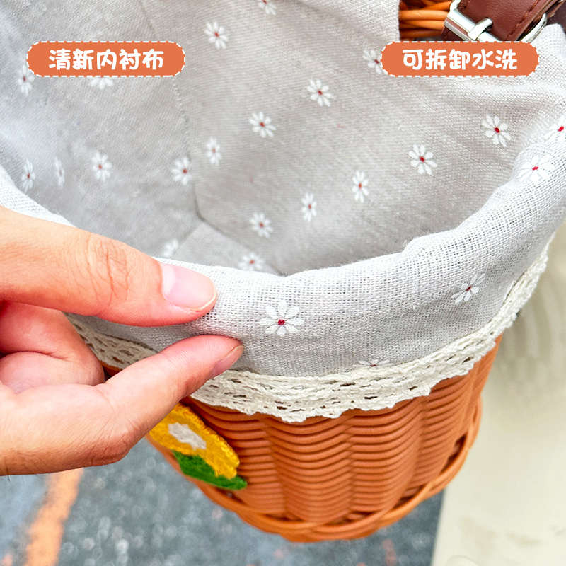 电动车车筐前置收纳杂物神器摩托车自行车编织置物兜挂篮通用女生