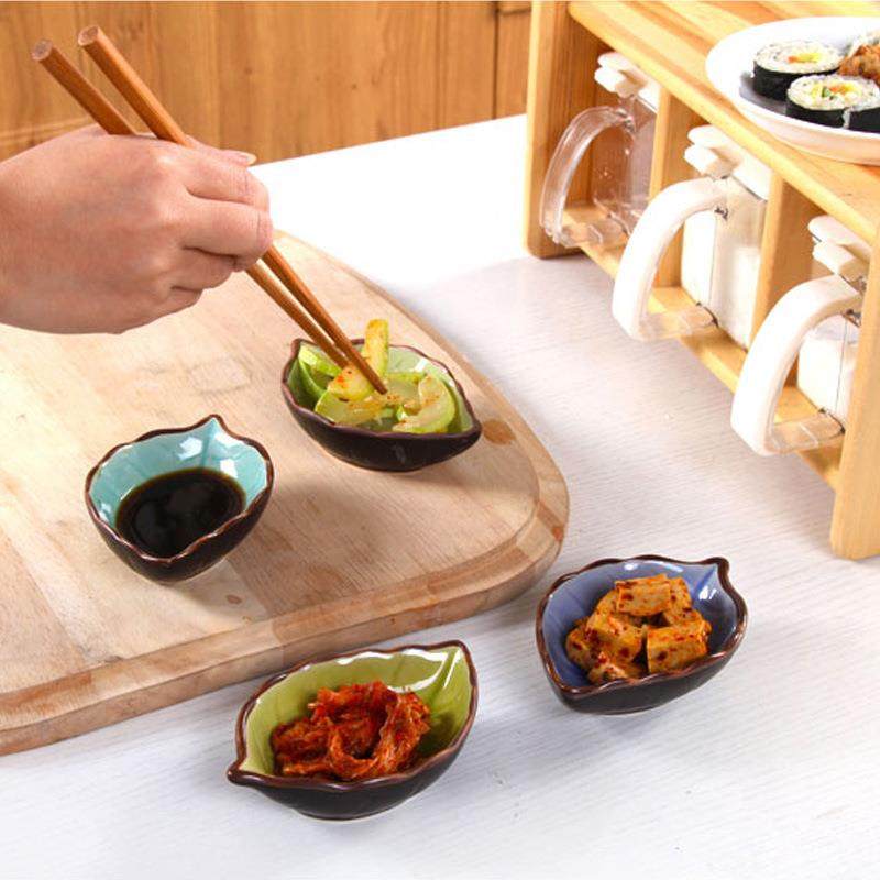 小碟子新款树叶陶瓷日式味碟厨房醋酱料碟调味碟精致小吃盘酱油碟