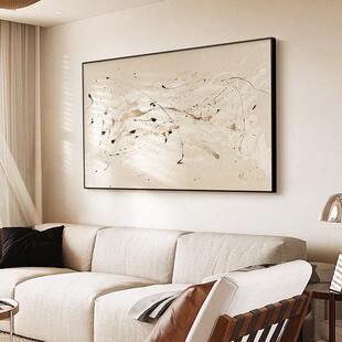 法式复古客厅装饰画中古奶油风沙发背景墙挂画抽象巨幅壁画高级感