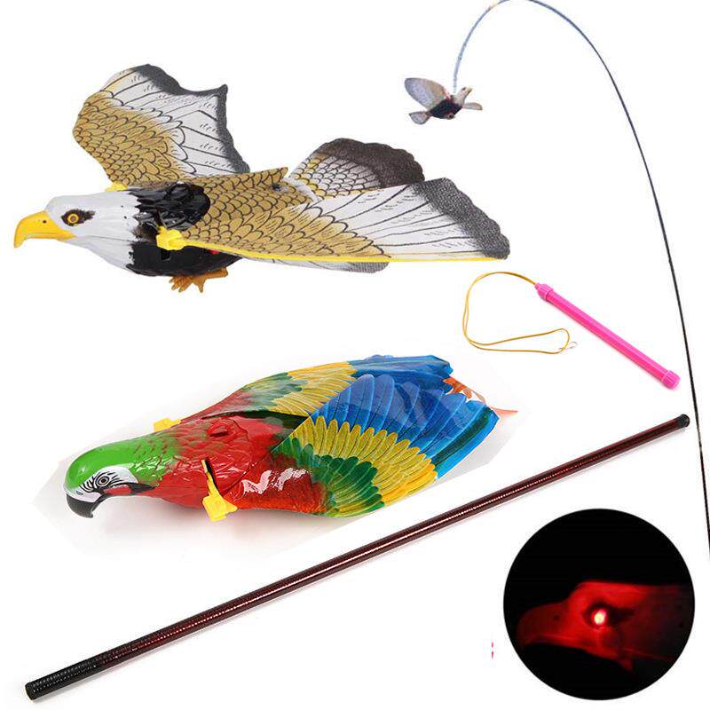 小鸟玩具翅膀会动电动 吊线鹦鹉会叫玩具 彷真提线能飞鸟老鹰玩具