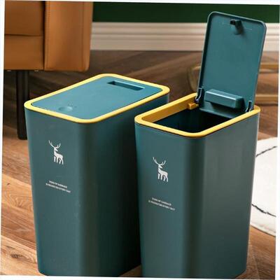 Rubbish Can Kitcn Toilet Trash wi Press Lid Garbage Bin