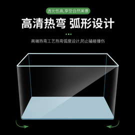玻璃热弯高清鱼缸办公桌面小型生态创意造景金鱼龟生态水族箱裸缸