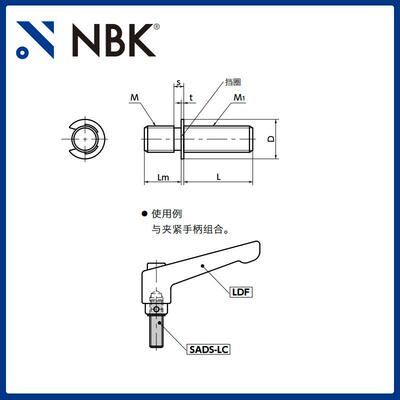 NBK SADS-LC螺丝接头不锈钢与旋钮手柄组合左螺纹机械零配件直供