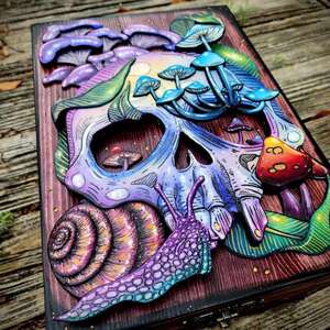 跨境 Skull and Nature Hidden Key Box紫色骷髅盒钥匙箱首饰木盒
