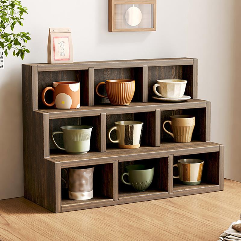 桌子上放杯子置物架梯形马克杯摆放架茶杯架子茶具杯收纳架博古架